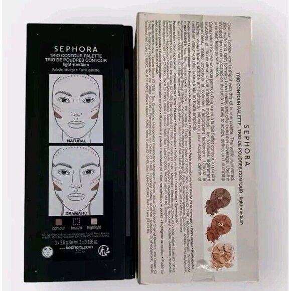 Sephora Trio Contour Face Palette - Light Medium - Full Size - Authentic -‎ NIB - Picture 5 of 5